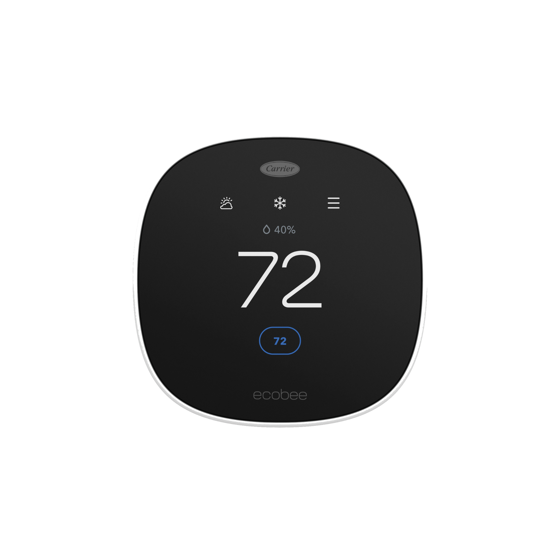 Modern Carrier ecobee smart thermostat with sleek design