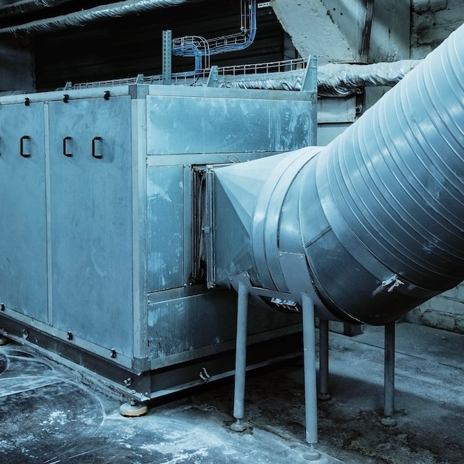 A cool-toned image of large-scale ventilation.